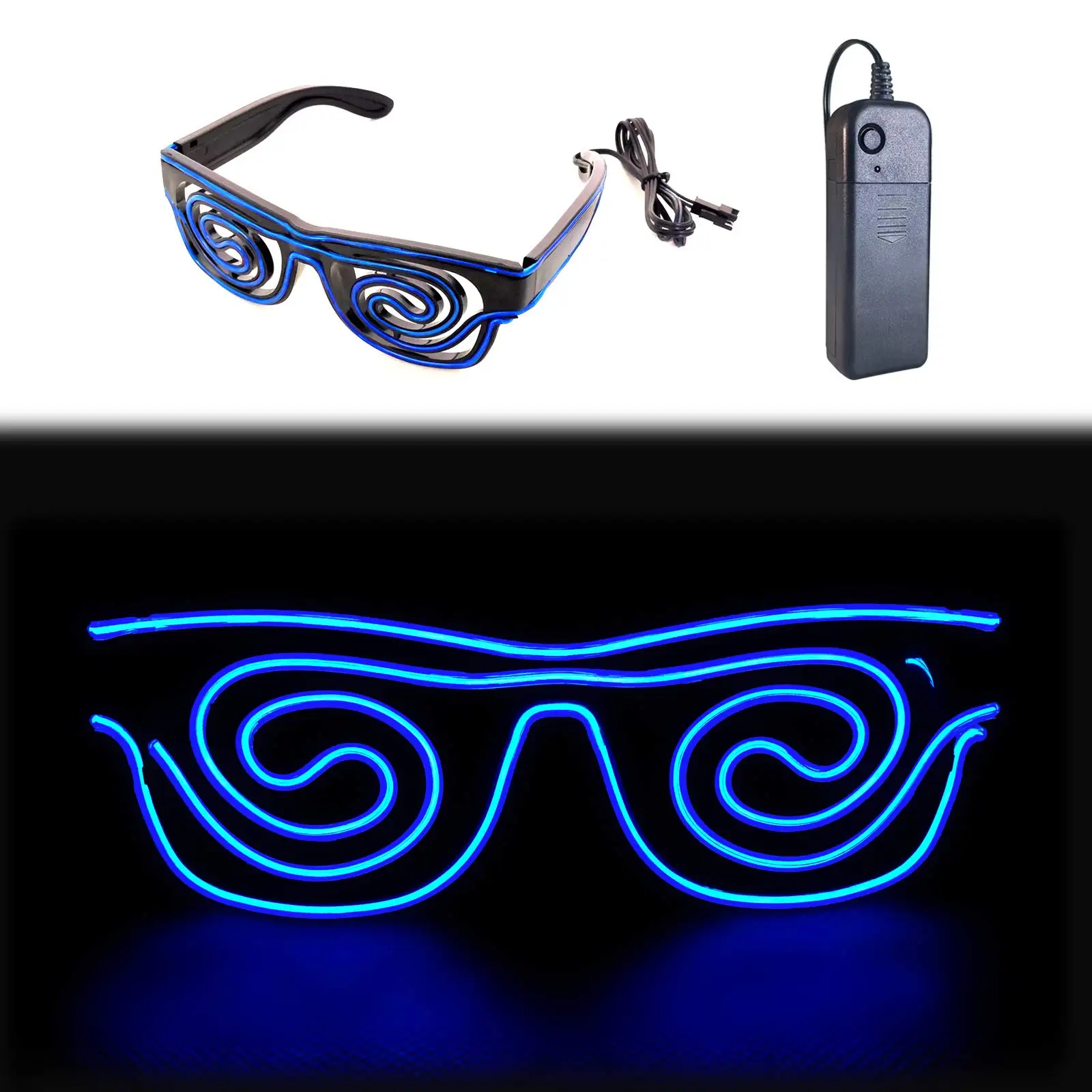 Blue El Wire Glasses Neon Rave Flashing Light Up LED Sunglasses for Parties Decorations led glasses neon party glowing glasses