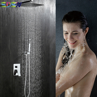 Bathroom Shower Set SDSN Concealed Shower System 12 Inch Rainfall Shower Head ABS Hand Shower Solid Brass Bathtub Mixer Faucets