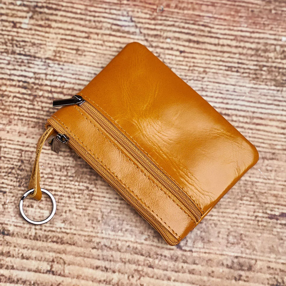 Echtes Leder Mini Geldbörse Kleine Geldbörse Männer Frauen Braun Vintage Casual Kreditkarte Kleine Tasche Reißverschluss Tasche Schlüsseltasche NUPUGOO – Detail 12