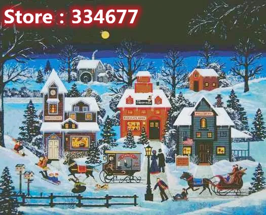 

Moonlight Snowy landscape Sewing Kit Top Quality Embroidery Needlework 14CT Unprinted Art Cross Stitch Kits DIY Handmade Decor