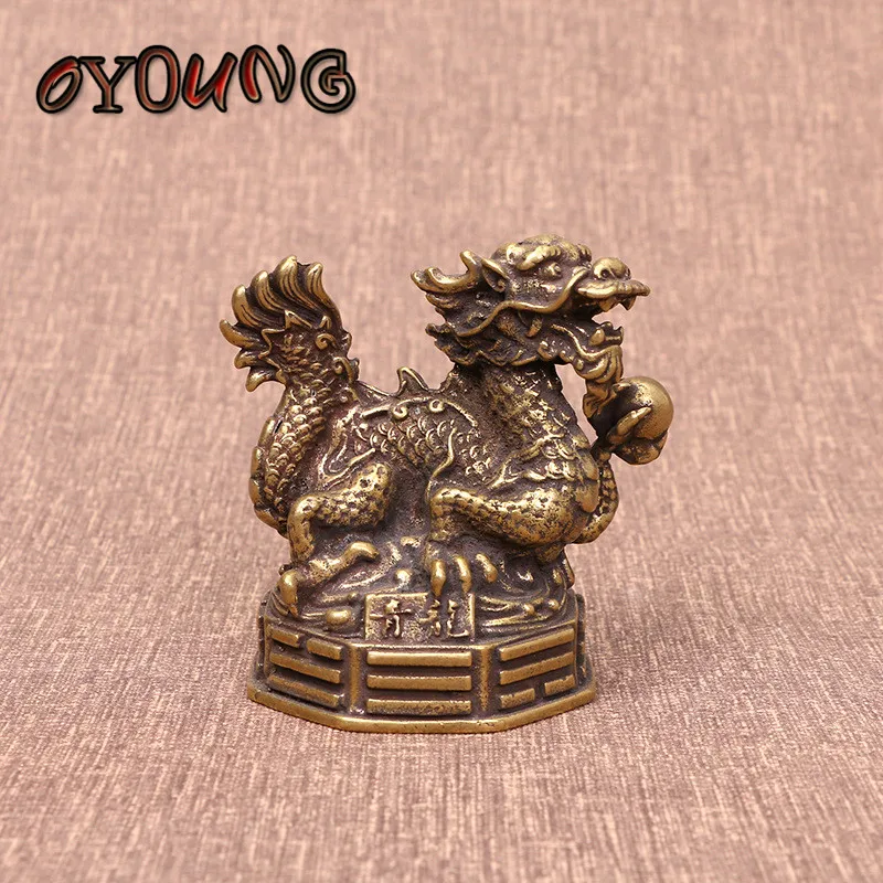 Brass Chinese Four God Beasts Ornaments Green Dragon White Tiger Vermilion Bird Black tortoise Fengshui Copper Mini Figurines