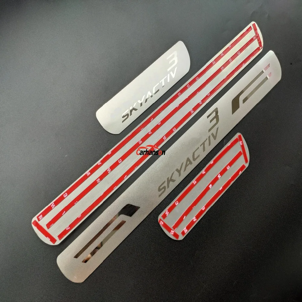 For Car Styling Accessories 2014 2016 2017 2015 Mazda 3 Stainless Steel Door Sill Trim Protector Pedal Guard Auto Sticker Strip