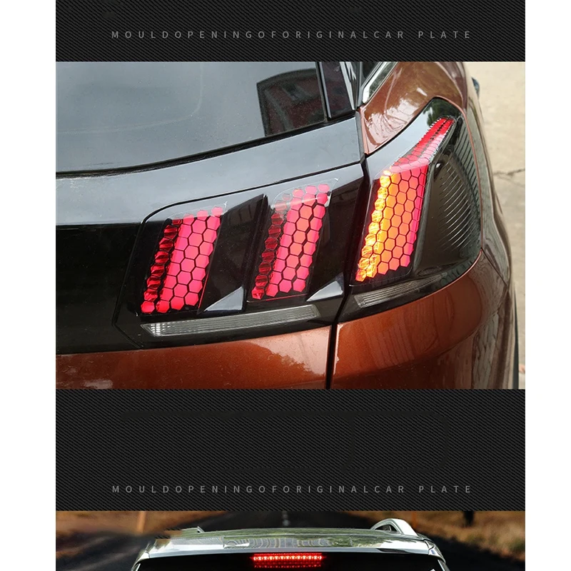 Voor Peugeot 3008 3008GT 2017 2018 2019 Auto Achterlichten Licht Lamp Cover Honingraat Stickers Protector Achterlicht Decoratie Decal