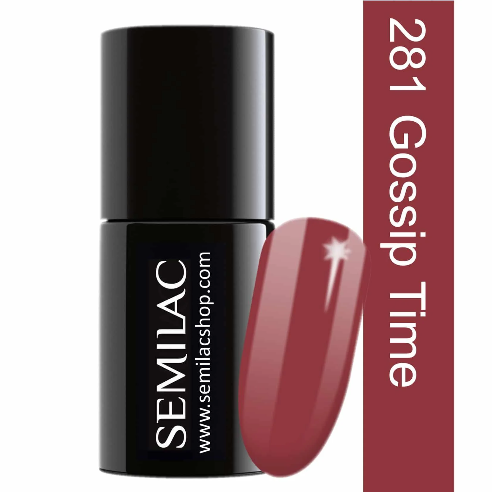 Semilac Gossip Time 281 semi-permanent coverage, UV hybrid nail polish texture Gel