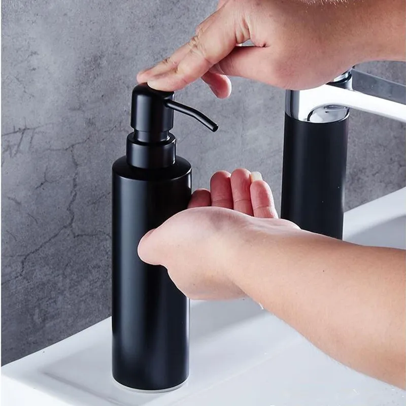 

Soap Dispenser Hand Kitchen Sink Soap Container 304 Stainless Steel Black Bathroom Shampoo Holder Wall Mounted Bottle