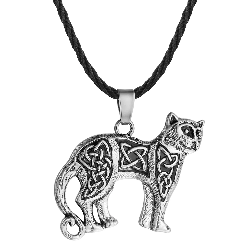 

CHENGXUN Vintage Celtic Knot Cat Pendant Necklace for Men Women Original Animal Viking Amulet Charm Chain Party Pagan Jewelry