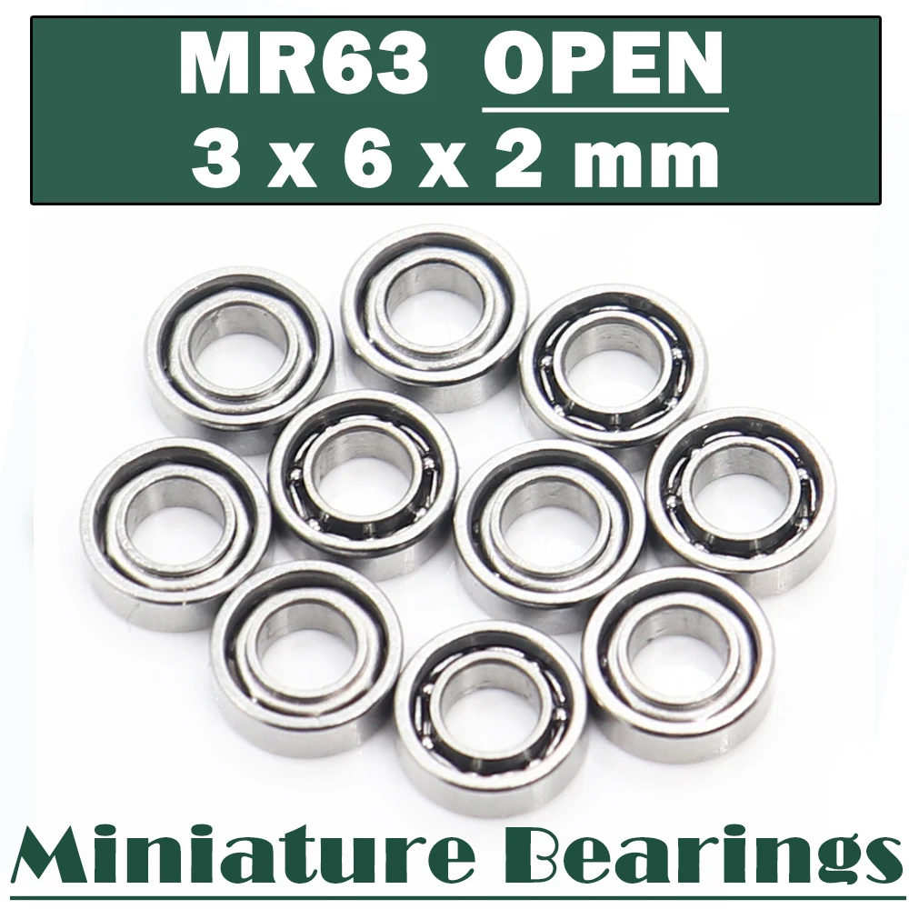 MR63 Open Bearing ( 10 PCS ) 3*6*2 mm Deep Groove Ball Bearings 617/3 673