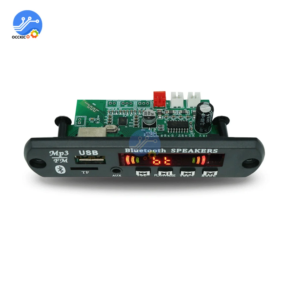 DC12V รถบัตร TF รุ่น2*15W เครื่องขยายเสียง MP3บอร์ดเครื่องถอดรหัสด้วยวิทยุ FM ฟังก์ชั่นรีโมทคอนโทรลบลูทูธ5.0