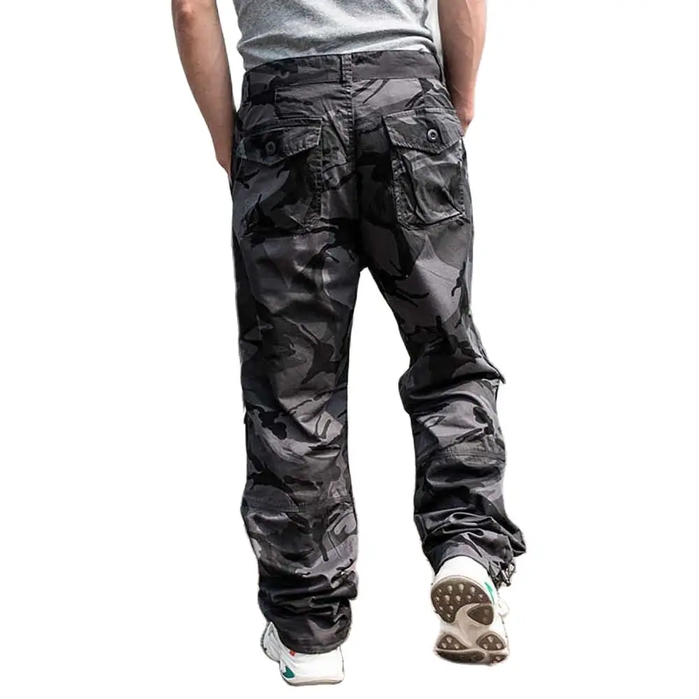 Camouflage Cargo Pants Men Casual Durable Style Pants Side Zipper Pocket Cotton Loose Baggy Trousers Plus Size