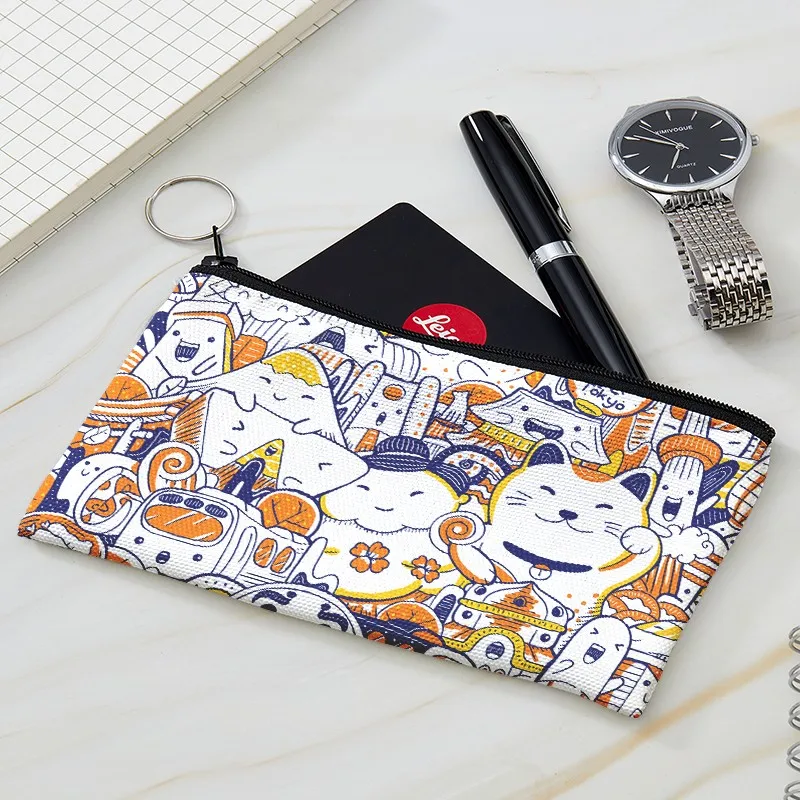 Japanese scenery Cartoon Women Coin Purse Cute Animal Zipper Children Girl Coin Wallet USB Cable Headset Mini Bag Key Wallet