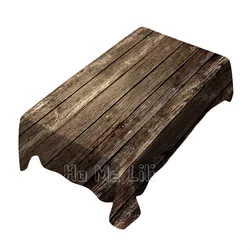 Vintage Wood Planks Design Backdrop Decor Rectangle Tablecloth Retro Dark Wooden Board Texture With Cracks Background Decoration