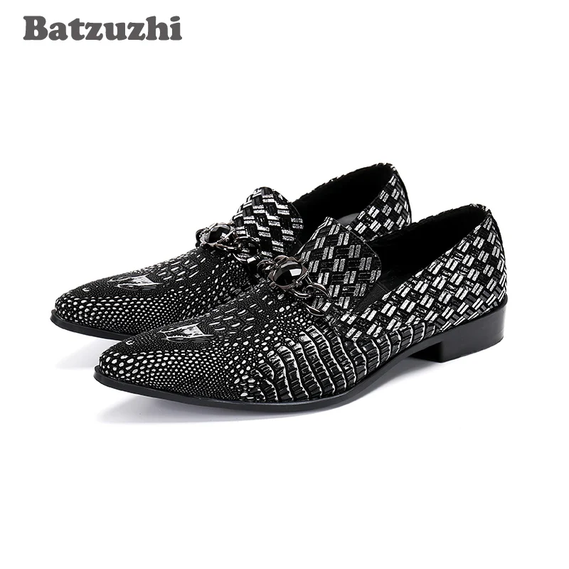 

Batzuzhi Designer Men's Shoes Pointed Toe Black Genuine Leather Dress Shoes Formal Business Leather Shoes Party Zapatos Hombre