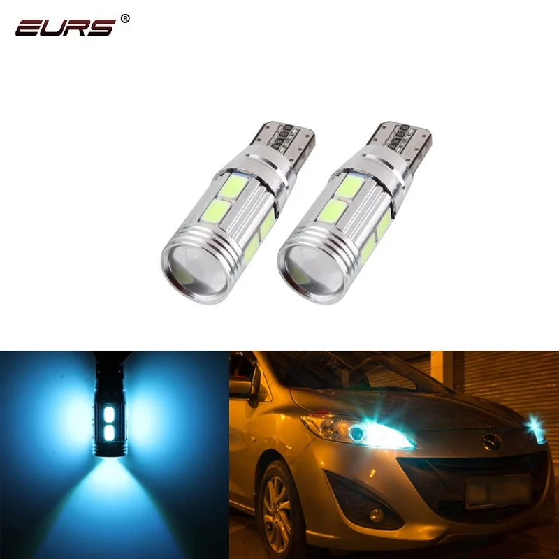 EURS 2pcs W5W T10 led Car Interior Bulb Canbus No error 5630 10 SMD LED 12V Car Side Wedge Light White Lamp Auto Bulb White Red