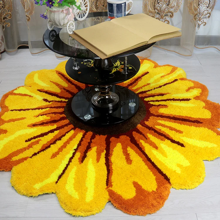 Top Quality New Fashion 3D Beautiful Flower Floor Rug Soft Door Mat Handmade Chrysanthemum Carpet Red Pink Yellow Blue Purple