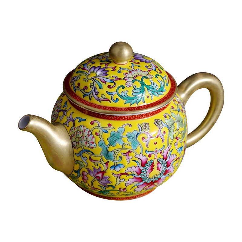 |Zhongjiayao teapot Jingdezhen hand painted enamel high end ceramic single pot teapot Kung Fu Teapot Tea Set