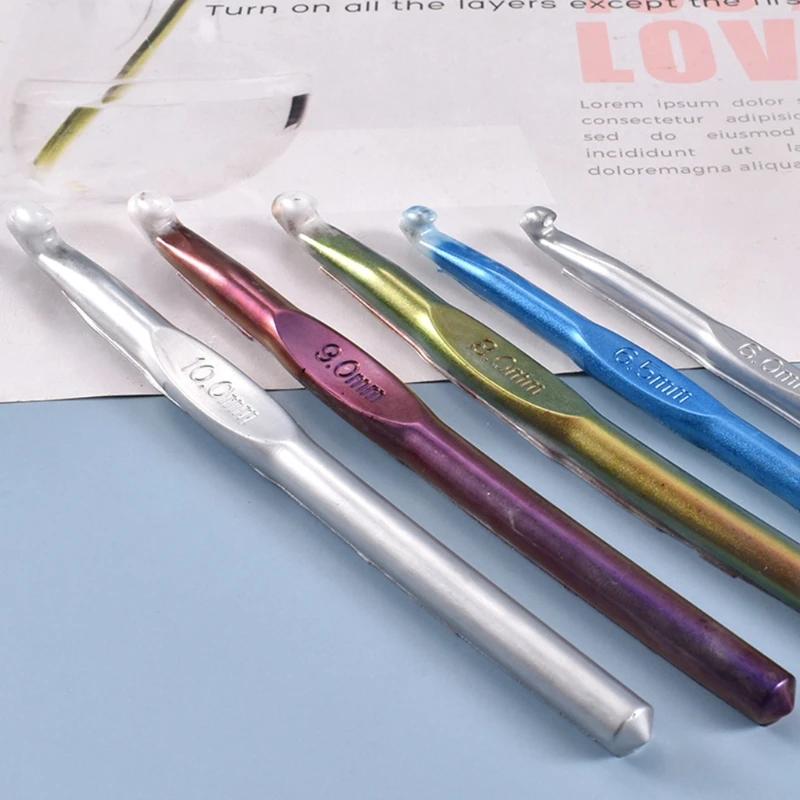 Crochet Hook Crystal Epoxy Resin Mold DIY Knitting Sweaters Tool Silicone Mould H58C