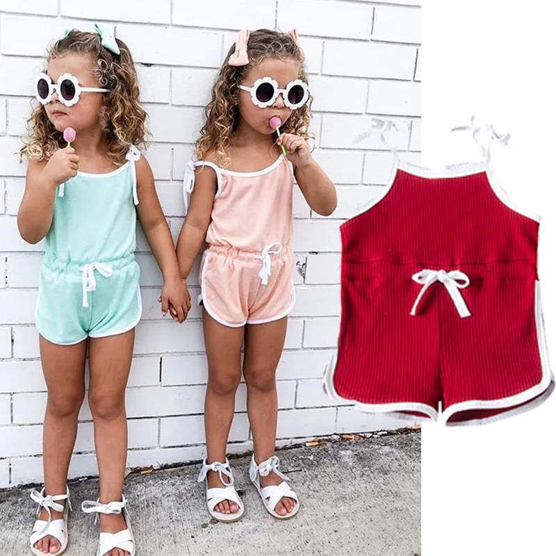 

1-6 Years Kids Baby Girls Short jumpsuit with suspenders Romper Candy colors Toddler Girl Jumpsuit Baby Girls clothes Overalls