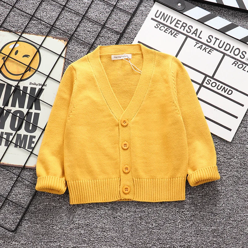 New Kids Autumn Winter Sweater cotton Baby Boys Girls Cardigan Tops Children V-Neck Long Sleeve Christmas Causal Clothes