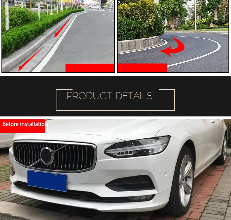 Chrom-Dekoration für Volvo S90 V90 V90CC 2016 2017 2018 2019 2020 Front-Eckleiste Glänzender Streifen Frontstoßstangen-Streifen Auto-Zubehör – Detail 5