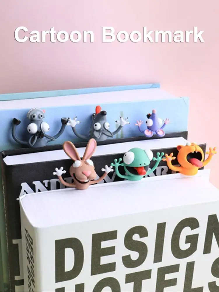 Kawaii 3D Animal Squashed Cat Rabbit Mouse Bookmarks Creative Wolf Book Marks For Kids Girl Gift Office School Kawaii Stationery