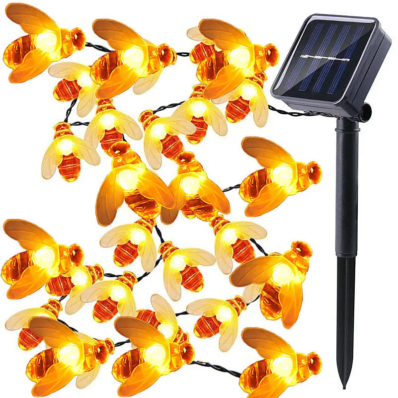 

Solar Panle Powered Cute Honey Bee Led String Fairy Light10M 50leds Bee Outdoor Garden Fence Patio Christmas Garland Lights