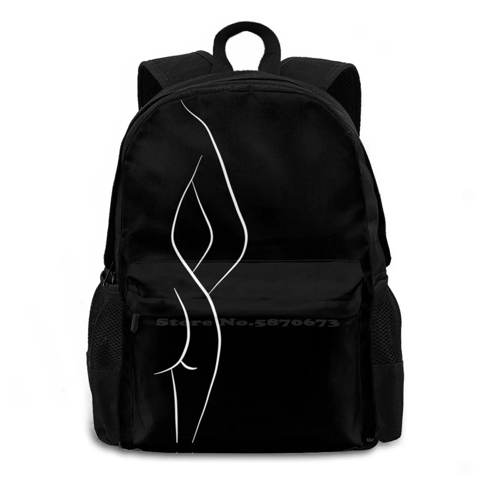 Woman Body Outline Line Art In Black-Hello Helena Hot Sale Schoolbag Backpack Fashion Bags Minimalist Line Drawing Line Art