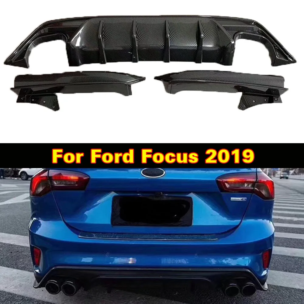 Bright Black Rear Bumper Lip Diffuser Spoiler For 2019 Ford Focus ST-Line Hatchback 4-Door