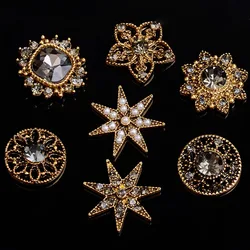 5Pcs/Lot Rhinestone Pearl Flower Plate Diamond Button Jewelry Scarf For Hair Accessories Sewing Decorative Clothing Coat Buttons