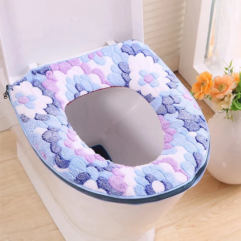 Toilet Cover Plush Toilet Cover Home Waterproof Universal Toilet Mat Winter Heating WC Bathroom Mat Thickened Toilet Lid cover