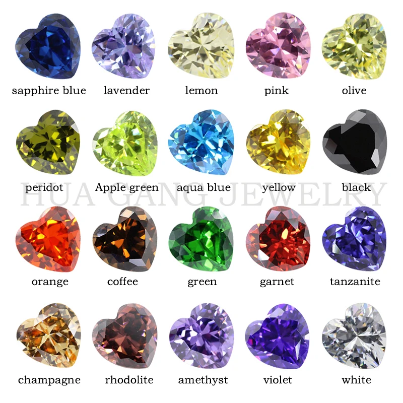 Zirkonia Stein Multicolor Herz Form Brilliant Cut Lose CZ Steine Synthetische Edelsteine Perlen Für Schmuck 2,5 x2.5 ~ 15x15mm AAAAA