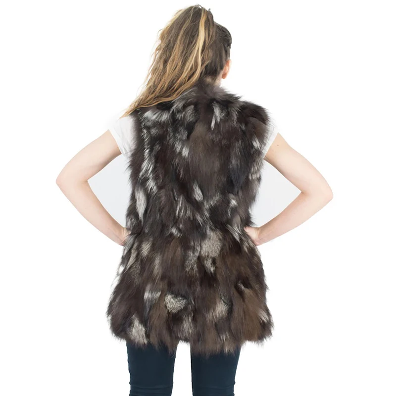 Winter ladies real fox fur vest casual ladies genuine silver fox fur Jalal extra-large sleeveless fur clothing