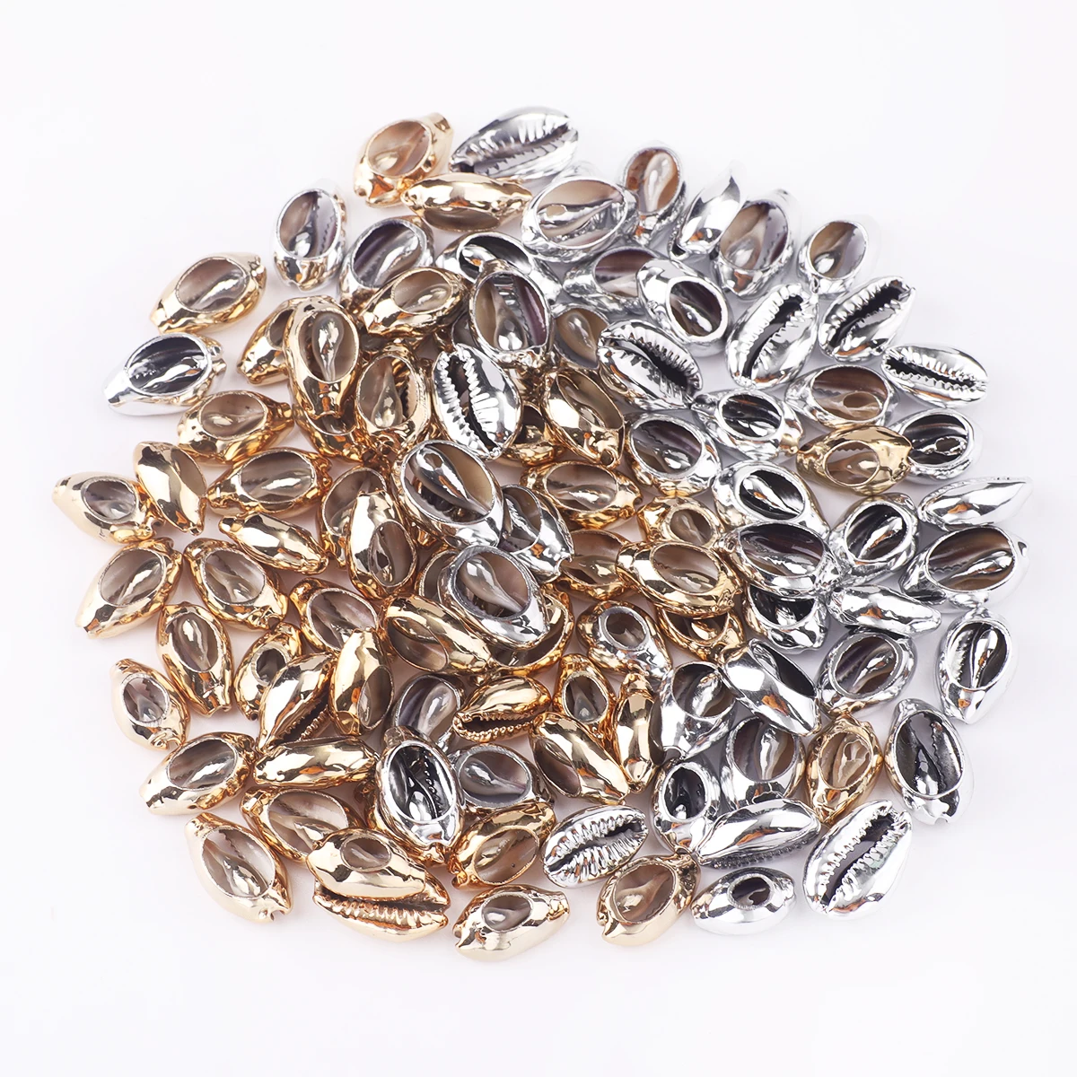 10pcs Gold/Silver Plated Natural Color Shell Conch Beads Cowrie Tribal Jewelry Craft Accessories