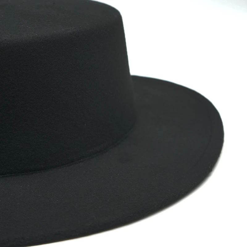 New Fashion 8CM Big side adult Vintage Wide Brim Felt Bowler Hats Floppy Cloche Fedora Cap Hat Band Bowler Elegant female hat