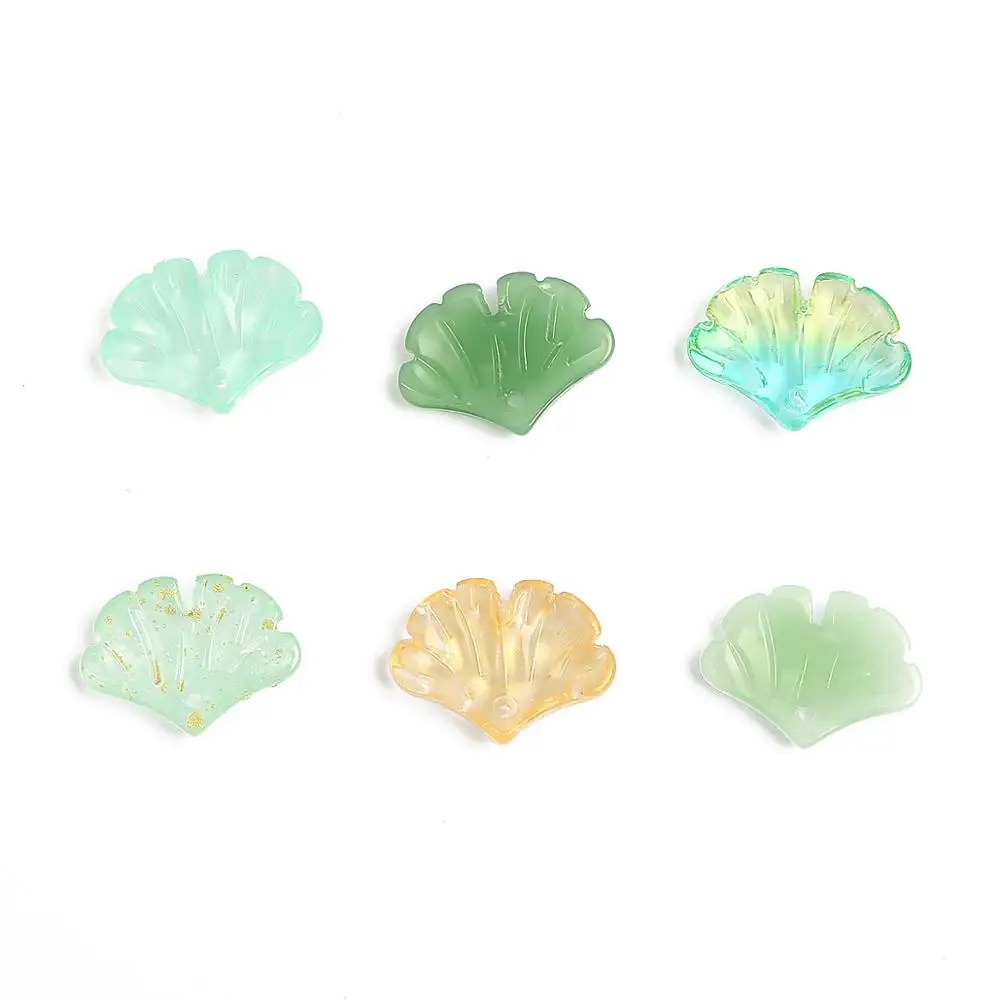 DIY Accessories 10pcs Small Flower Leaves Lampwork Beads Multi Gradient Color Glass Beads For Jewelry Making 7 colors