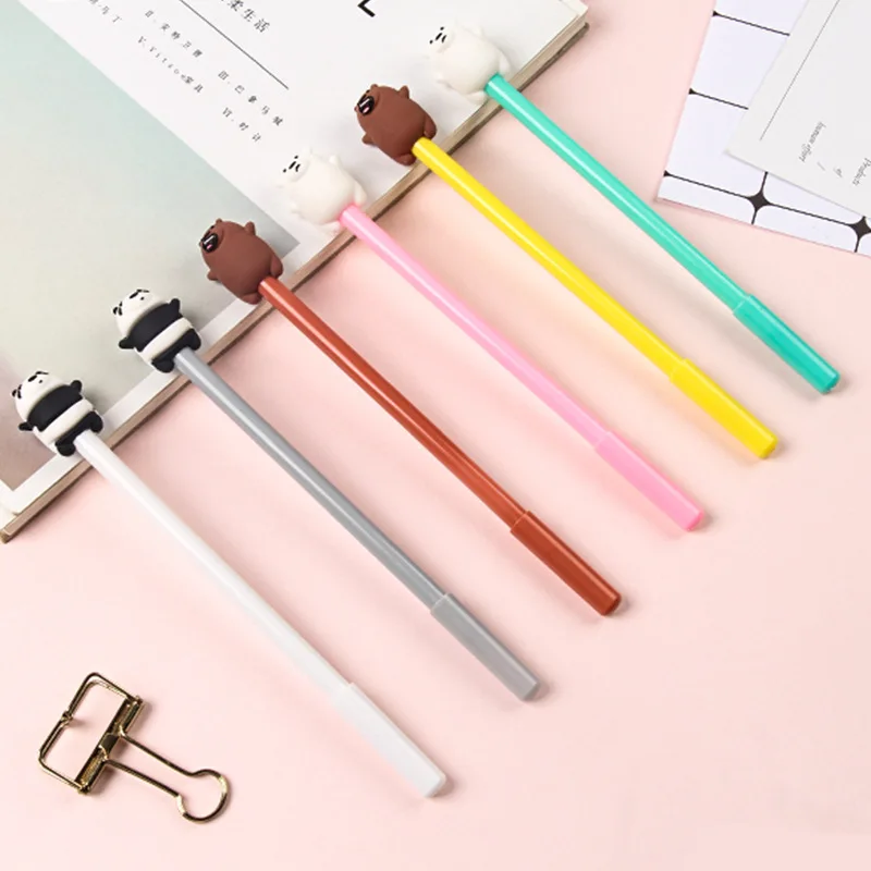 20 Pcs Neutral Pen Korean Creative Cartoon Little Bear Neutral Pen Fresh Animal Gel Pens School Office Supplies Stationery Gifts