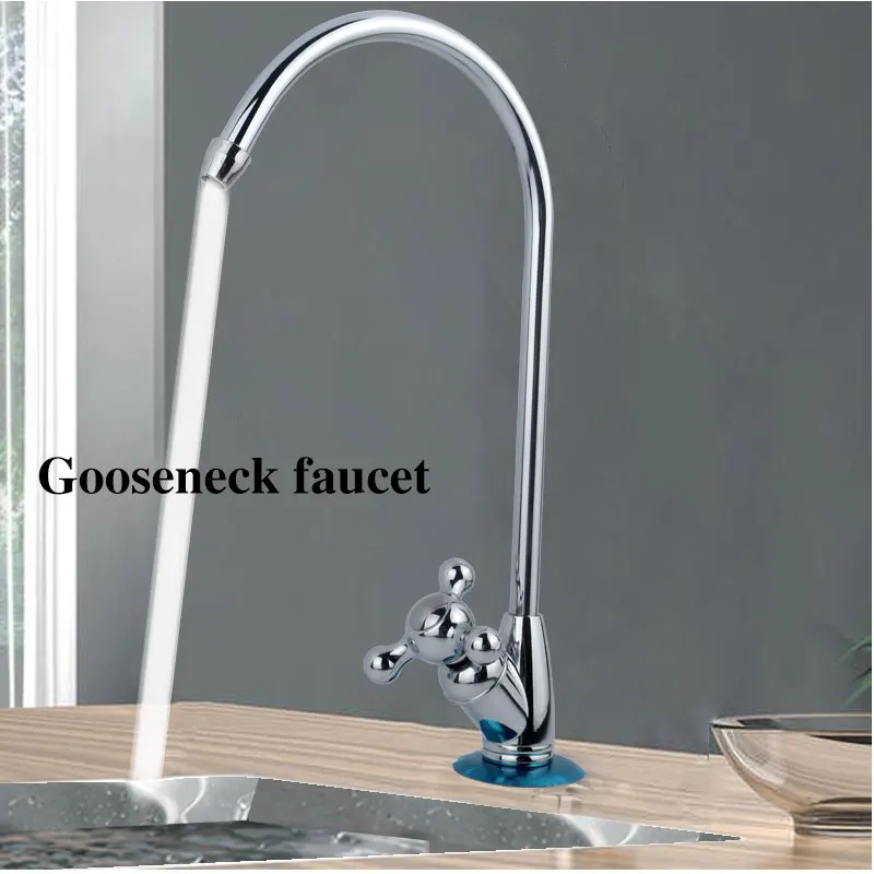 Gooseneck Water Purifier Faucet Reverse Osmosis Drinking Water Filter Faucet Chrome Plating 1/4\