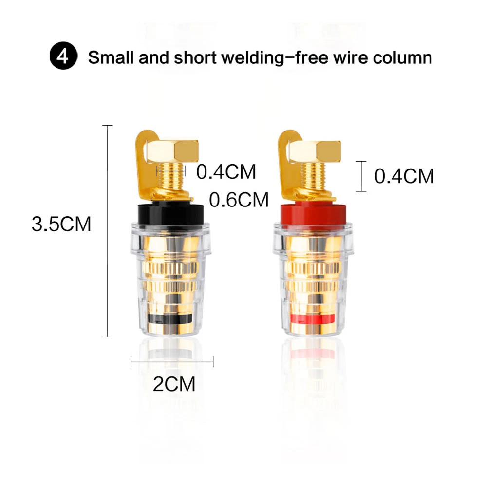 YYAUDIO – prise banane 4mm, 4 pièces, plaqué or, écrou, connecteur Jack, amplificateur, borne de liaison