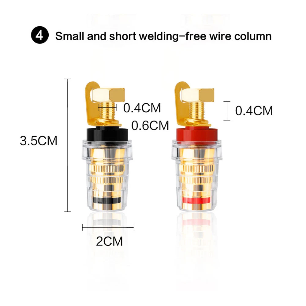 YYAUDIO 4 Stücke 4mm Bananenbuchse Vergoldet Binding Post Mutter Bananenstecker Jack Stecker Verstärker Lautsprecher Terminal Binding Post