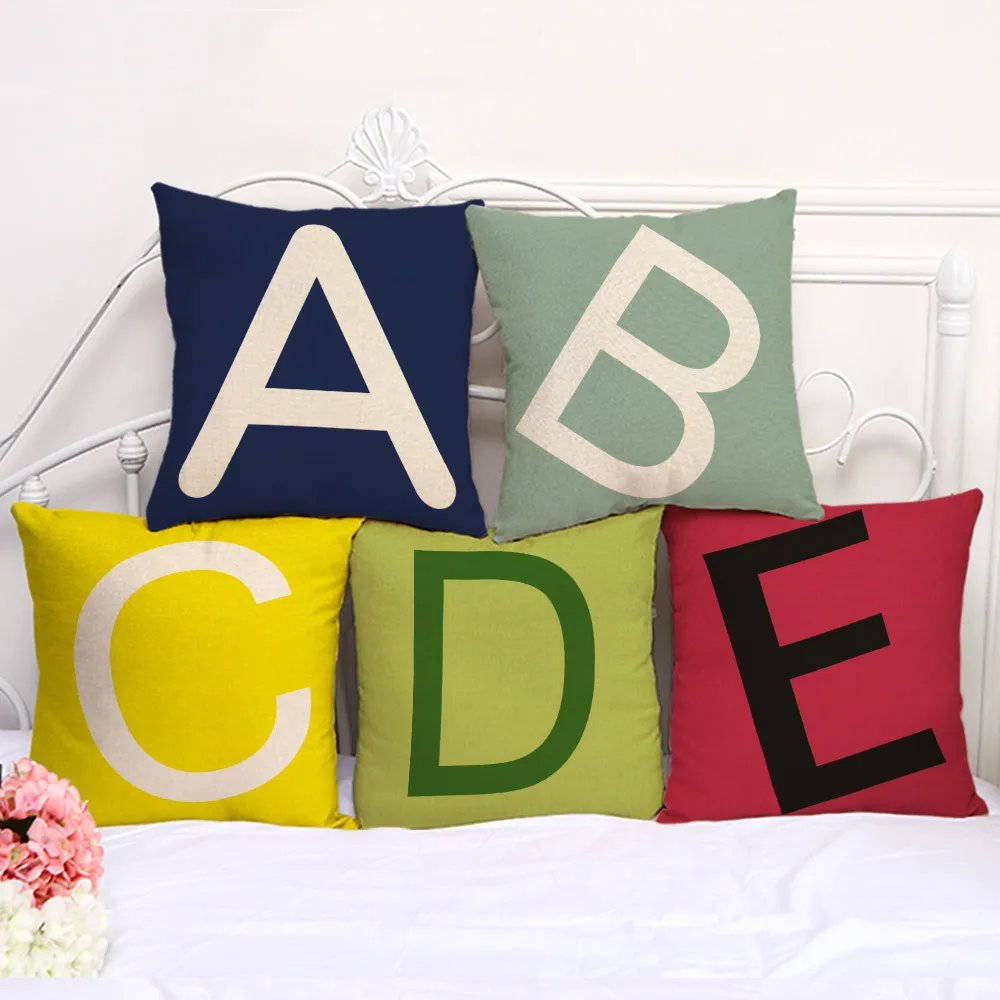 

Home Party Decor Seat Colorful Letter Cushion Cover 45x45cm Living Room Bedroom Sofa Bedside Decoration Throw Pillowcase 18x18in