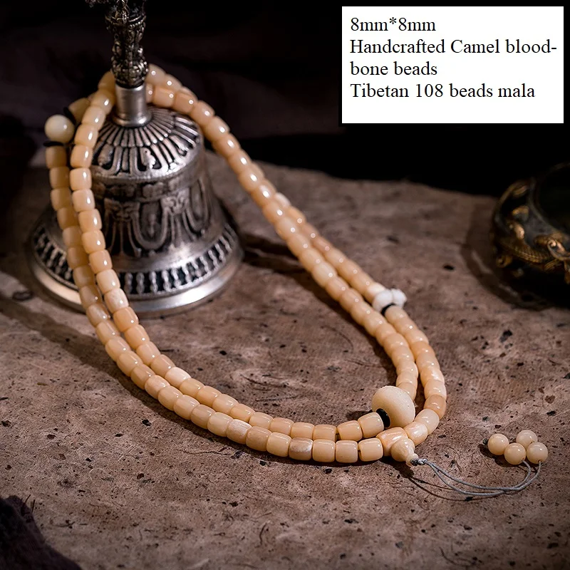 Handcrafted Genuine Camel Bone Tibetan Mala Tibetan Bone Mala Buddhist 108 Prayer Beads Bracelet Tibetan 108 Beads