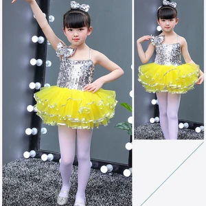 Moderne Tanzkostüme mit Pailletten für Mädchen, Top -Jazz, Kleid als Silber, Weiß, Gelb, Pink 12 Hauptverkäufe von Branco Branco - №6