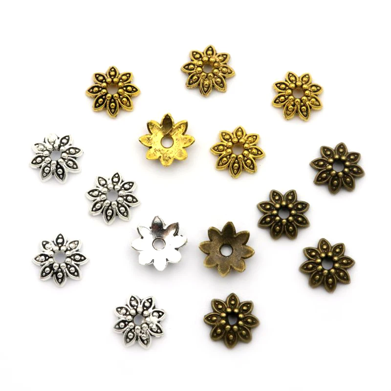 

100Pcs 8 Petals Flower Sparer Loose Bead Caps for Jewelry Making Bracelet Earrings Diy Needlwork Accessories Wholesale Supply