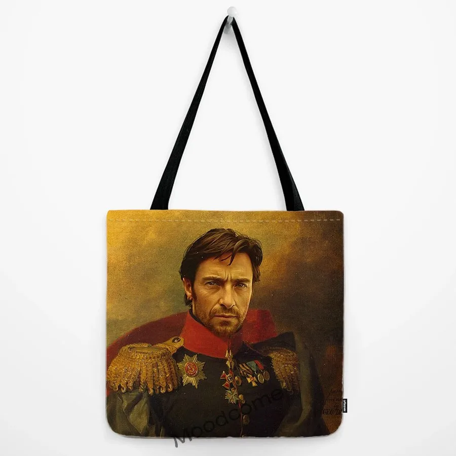 Neoclassical Oil Painting Famous Celebrities Movie Star Singer Face Replacement General Costume Shoulder Shopping Bag Tote Bag