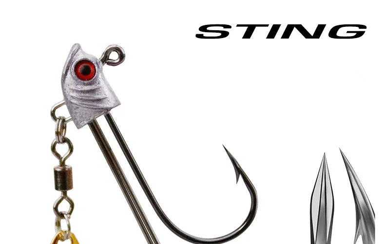 Fischform-Jigkopfhaken, einzelner Drillinge, kräftige Haken, Stachelköder, Teslon, 7 g, 10 g, 17 g, mit Rotationsspinner, 1 Stück im Angebot – Detail 1