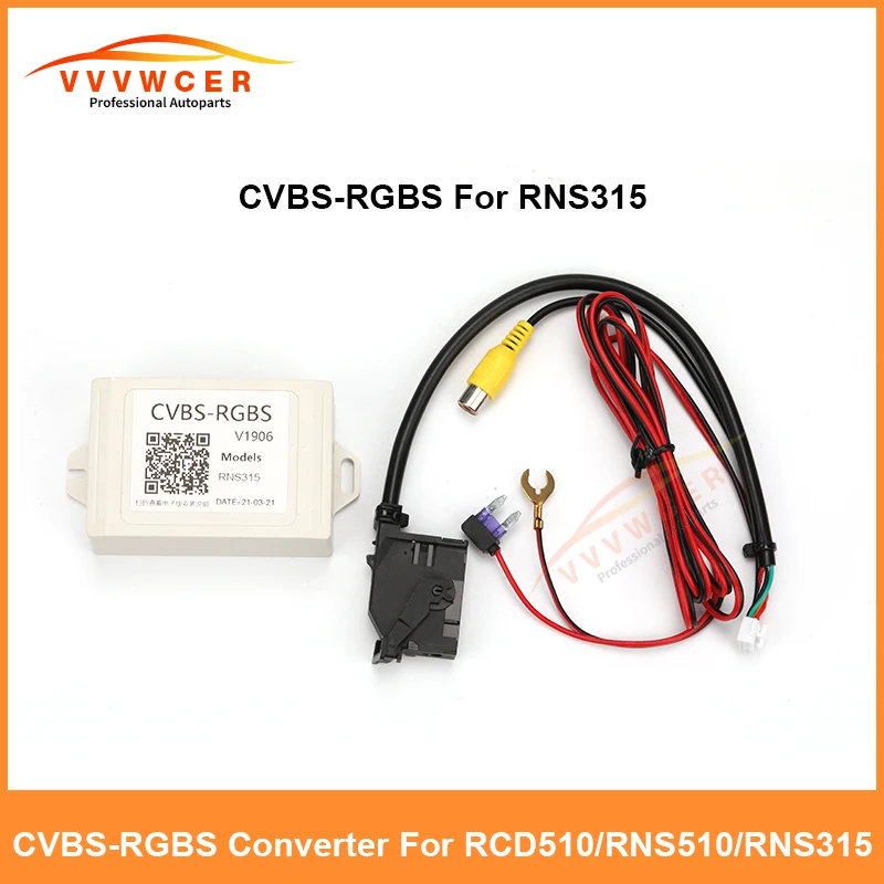 Car Backup Camera Rearview CVBS to RGB Converter AdapterFor VW RCD510 RNS510 RNS315 Time Delay Box Flip Camera