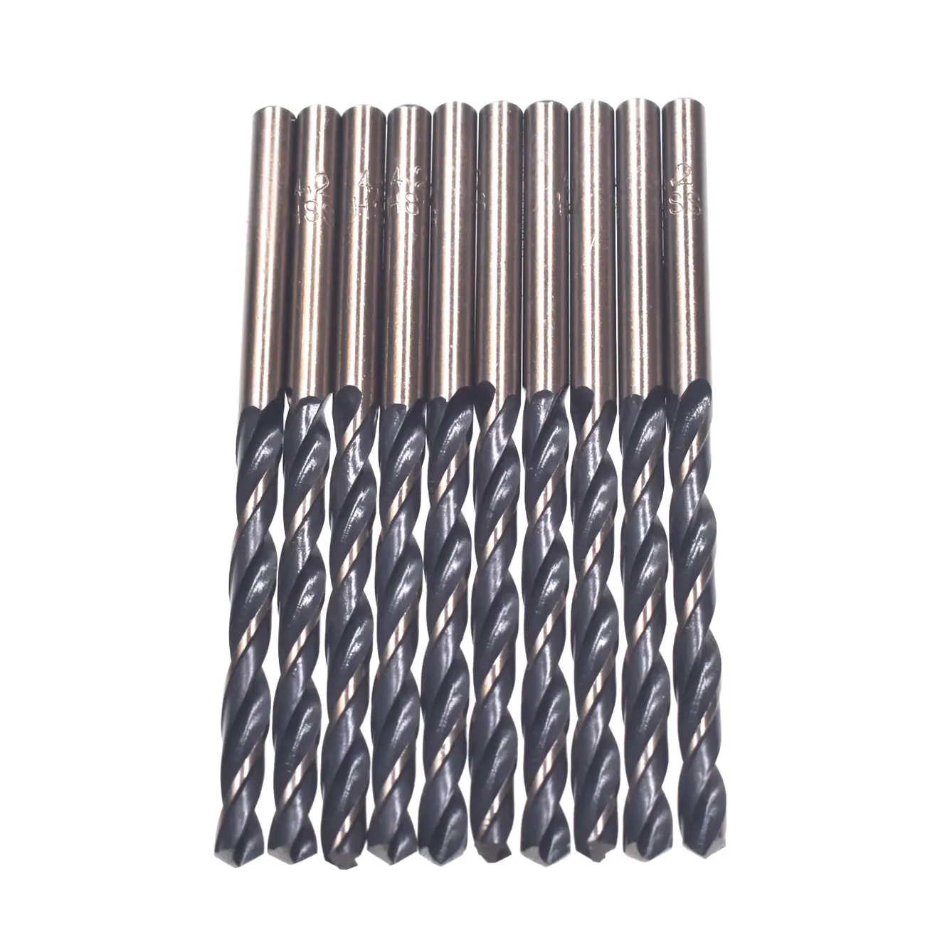 Pouvoir 10pcs HSS- Cobalt 4.2mm Drill Bit  Steel Titanium Straight Shank Hand Drill
