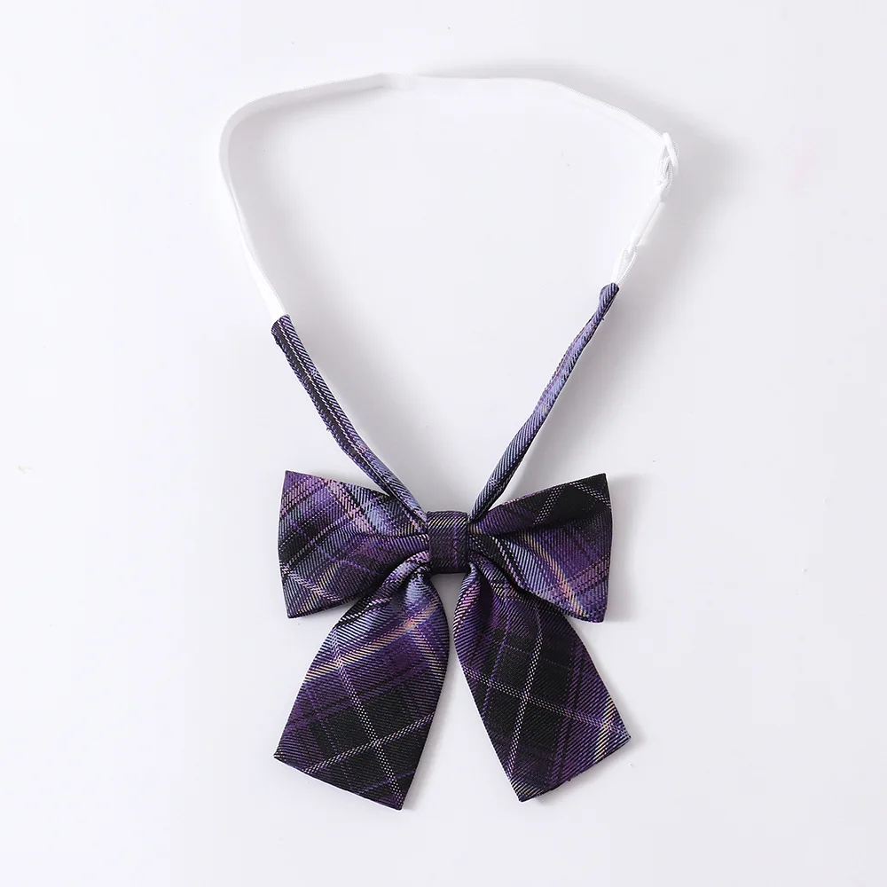 Japanese School Jk Uniform Lattice Bow Tie For Girls Butterfly Purple Color School Sailor Suit Uniform Accessories Flowers Tie