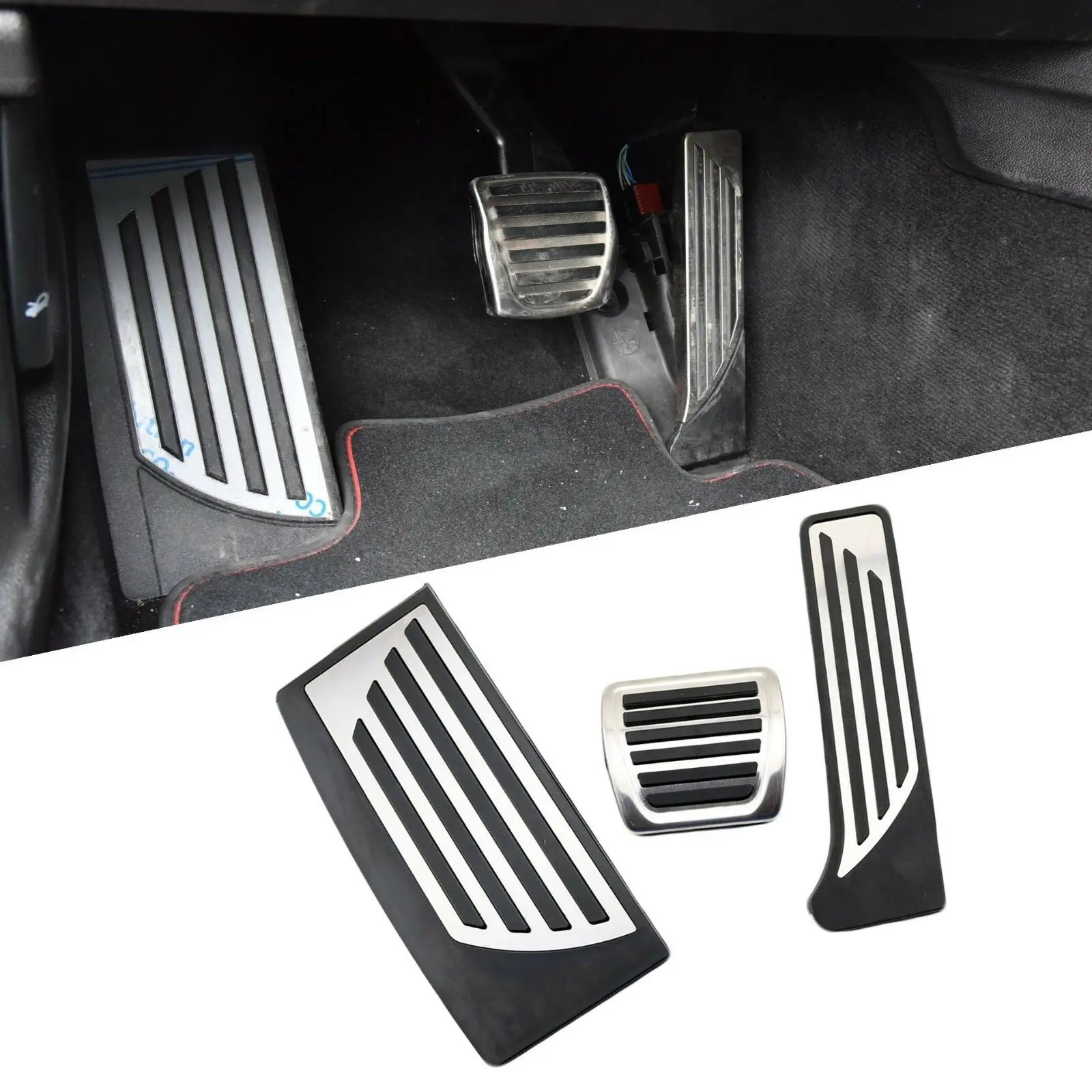 Gas Fuel Brake Foot Rest Pedal Cover Fit For Alfa Romeo Giulia Stelvio 2017 2018 2019 2020 No Drill Anti-slip Foot Pad