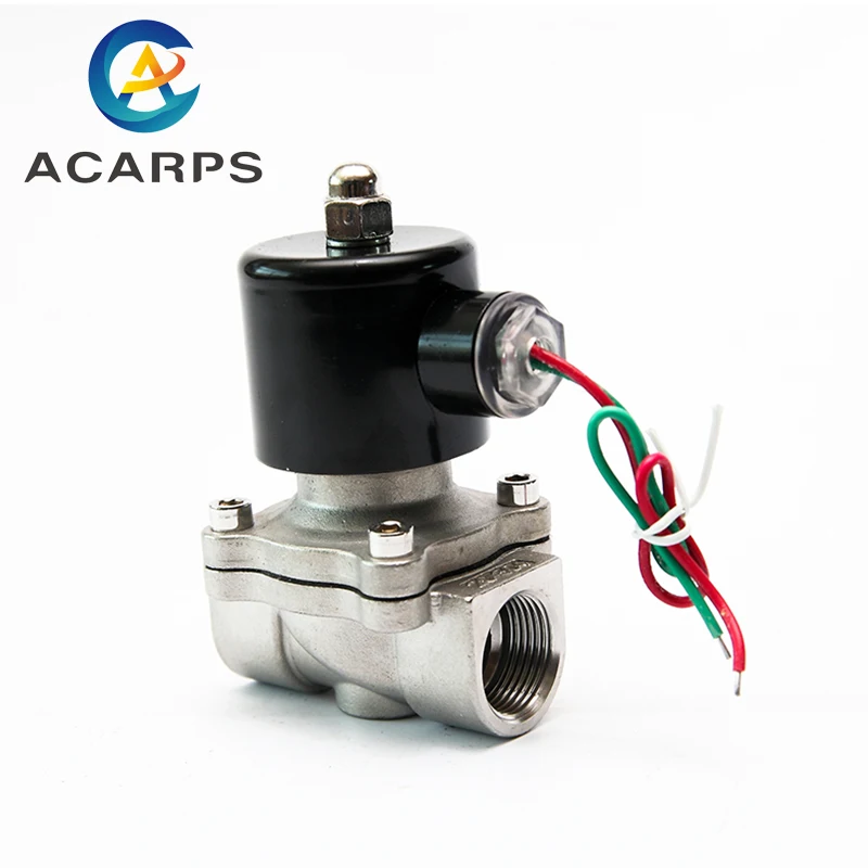 3/8 inch 1/2inch 3/4inch 1inch 1-1/4inch 1.5inch 2inch 2 Way Solenoid Valve Stainless Steel 12v 24v 110v 220v  Nomally Closed