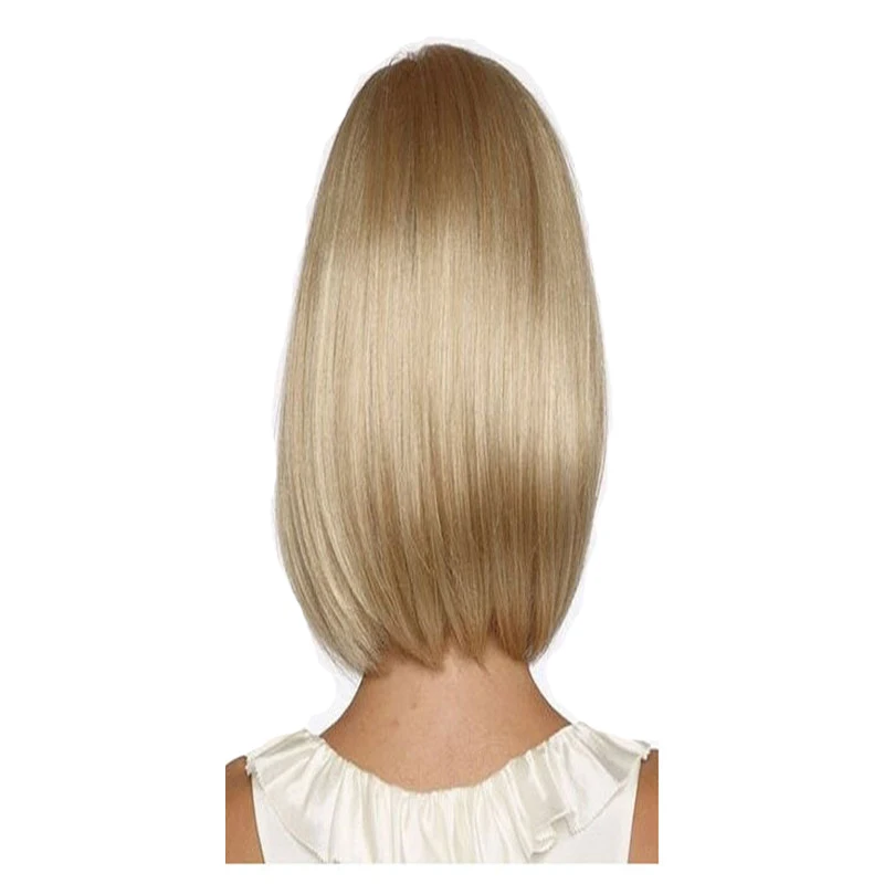 HAIRJOY Women Synthetic  Wigs Short Straight Bob Hairstyle Blonde HighLights Hair Wig Heat Resistant Fiber